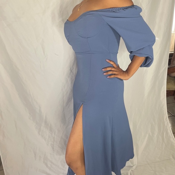 Forever 21 Blue Peasant-sleeve Dress - Picture 4 of 4